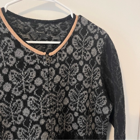 Kauni Design Wool Jacket Sweater Long Felted Butterfly Zip Danish Winter L - Picture 2 of 16